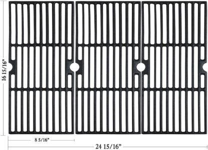 Hisencn Cast Iron Cooking Grid Grates Replacement for Charbroil Advantage 463343015, 463344015, 463344116, and Kenmore, Broil King Gas Grill Models, G467-0002-W1, 16 15/16"