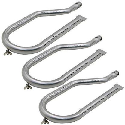 Hisencn Stainless Steel Gas Grill Burner Replacement, BBQ Tube Pipe Burner Parts for Costco Kirkland 720-0011, 720-0108, 720-0021, Nexgrill, Virco Classic Models, 16 1/2 inch x 6 1/8 inch, Set of 3