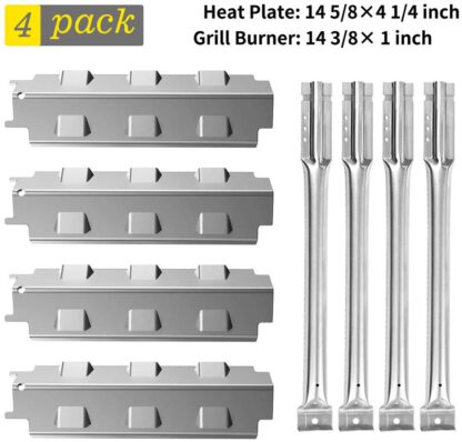 SHINESTAR Grill Replacement Parts for Charbroil 463440109, 463230510, 463230511, 463230710, Classic 463230514, 14-5/8 inch Stainless Steel Heat Tent Shield Plates Flame Tamers + Burner Tubes
