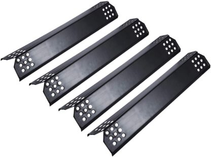 Unicook Porcelain Grill Heat Plate 4 Pack, Gas Grill Replacement Parts, 14 9/16" L Heat Shield, Flavorizer Bars, Heat Shield Plate, Grill Burner Cover, Flame Tamer for BBQ Gas Grill