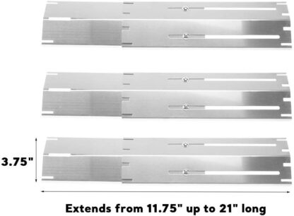 Uniflasy Universal Adjustable Stainless Steel Heat Plate Shield, Heat Tent, Flavorizer Bar, Burner Cover, Flame Tamer for Brinkmann, Charbroil, Nexgrill and Others, Extend from 11.75" to 21", 3PK