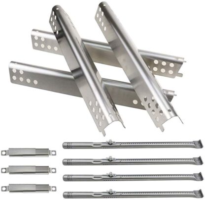 Utheer Grill Parts for Charbroil Advantage Series 4 Burner 463240015, 463240115, 463343015, 463344015 Gas Grills, Included Stainless Steel Burner Tube, Heat Plate Shield, Adjustable Crossover Tubes