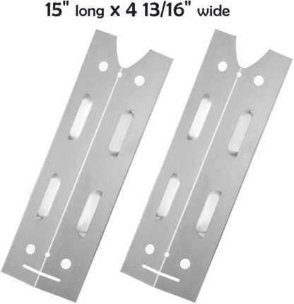 YIHAM KS722 Replacement Parts for Brinkmann Gas Grill Model 810-4220-S, Stainless Steel Heat Plate Shiled, Burner Cover Flame Tamer, 15 inch x 4 13/16 inch, Set of 2