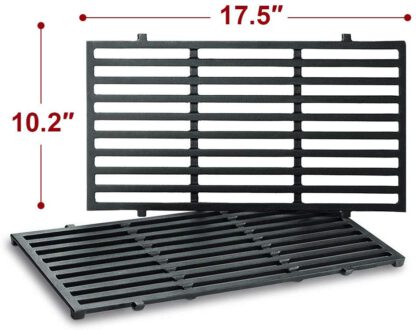Antree 7637 Grates Replacement for Weber Spirit 200 E210 Grill Grates (with Front Control Panel), Porcelain Enameled Grates Cooking Grates for Spirit 210 E-210 Parts -17.5 x 10.2 x 0.5 inch (Set of 2)