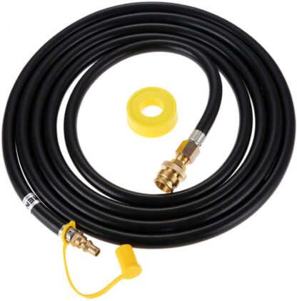 Aupoko 12 Feet Low Pressure Propane Quick Connect Hose, Quick Disconnect Propane Hose with 1/4' Quick Connect to 3/8" Female Flare Hose, Fits for RV to Hook Up Portable Camping BBQ Grill