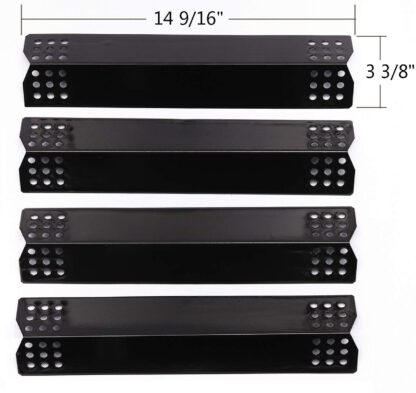 BBQ funland PH7371 (4-Pack) Porcelain Steel Heat Plate Replacement for Grill Master 720-0697, 720-0737 and Uberhaus 780-0003 Gas Grill Models (14 9/16" x 3 3/8")