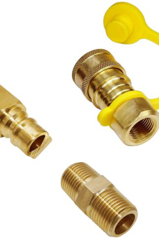 DOZYANT 3/8 Inch Natural Gas Quick Connect Fittings，LP Gas Propane Hose Quick Disconnect Kit, 100% Solid Brass