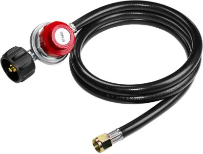 DOZYANT 4 Feet High Pressure Propane 0-20 PSI Adjustable Regulator with 4FT QCC1/Type1 Hose - Fits for Propane Burner Turkey Fryer Smoker and More Appliances - Safety Certified