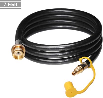 DOZYANT 7 Feet 1/4" Quick Connect RV Propane Hose Converter Replacement for 1 lb Throwaway Bottle Connects 1 LB Bulk Portable Appliance to RV 1/4" Female Quick Disconnect