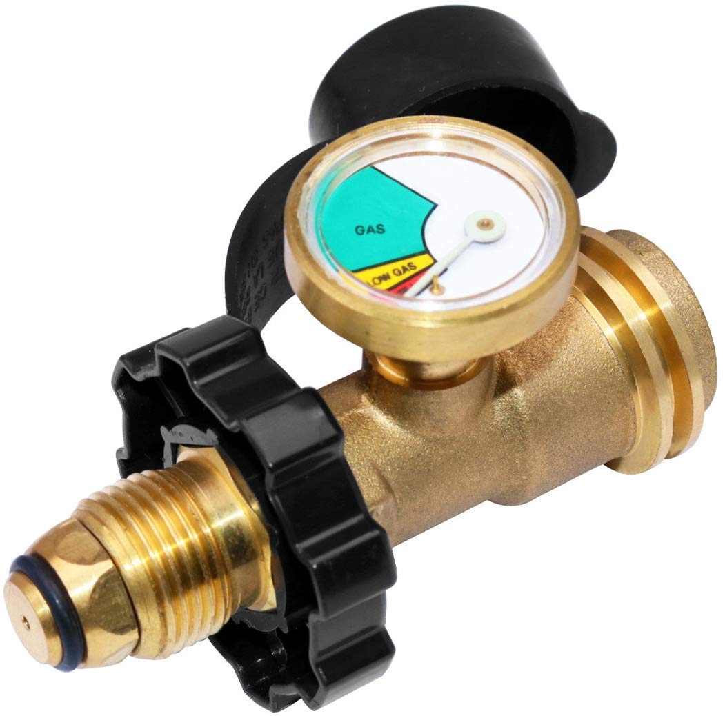 DOZYANT Universal Fit POL Propane Tank Adapter With Gauge Converts POL LP Tank Service Valve To QCC1 Type 1 Old To New Connection Type Propane Tank Gauge 