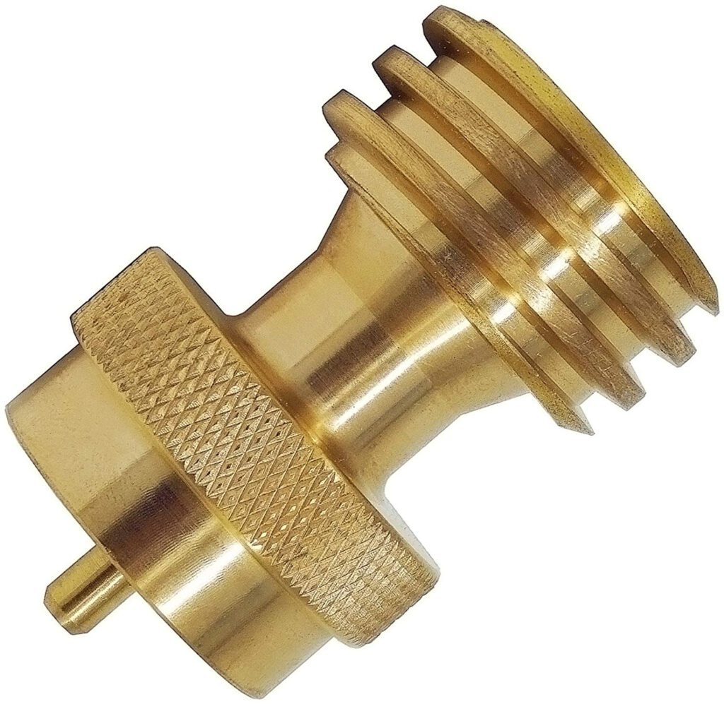 Brass Steak Saver Adapter – Convert 1lb To 20lb Propane Tank For Grills – QCC1/POL