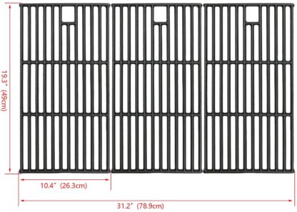 Hisencn Grill Grate Cast Iron Cooking Grid Replacement Parts for Brinkmann 810-8501, Charmglow, Costco Kirkland, Jenn Air 720-0337, Members Mark, Nexgrill, Perfect Flame Gas Grill Models, 19 1/4"