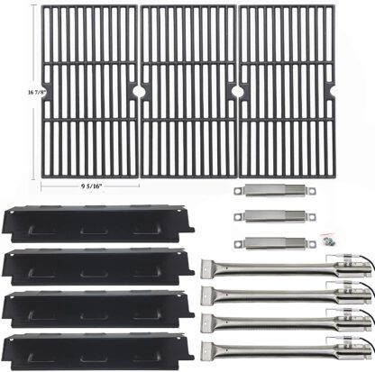 Hisencn Repair kit Replacement for Charbroil 46342050, 463420509, 463460708, 463460710 Gas Grill Burner, igniter, Adjustable Carryover Tubes, Heat Plates Tent Shield,Grill Grates Cooking Grids