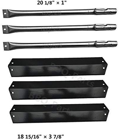 Hongso Chargriller 3001, 3008, 3030, 4000, 4208, 5050, 5072, 5252, 5650 Gas Grill Replacement KIT Burners & Heat Plates -SS (SBE051-PPE051-3)