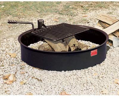 Pilot Rock Steel Fire Ring with Cooking Grate - 32in. Diameter, Model Number FSW-30/7/TB