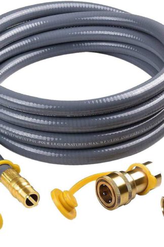 SHINESTAR 12 Feet 1/2-inch ID Natural Gas Hose with Quick Disconnect Fittings for Fire Pit, Generator, Patio Heater, Grill, Comes with 3/8 Female x 1/2 Male Adapter