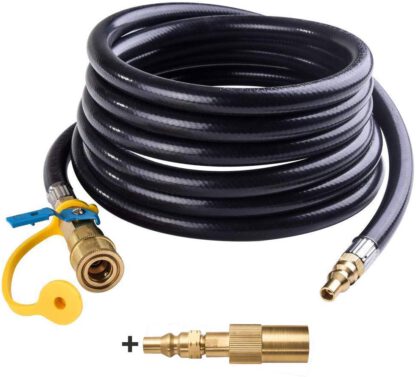 SHINESTAR 12ft RV Propane Quick Connect Hose and Conversion Fitting for Roadtrip LXE Portable Grill, Low Pressure - 1/4in Safety Shutoff Valve x Male Full Flow Plug