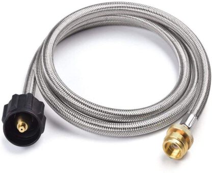 SHINESTAR 5FT Braided Propane Hose Connects 1lb Portable Appliances to 5-40 lb Propane Tank, for Small Grill, Fire Pit, Heater, etc