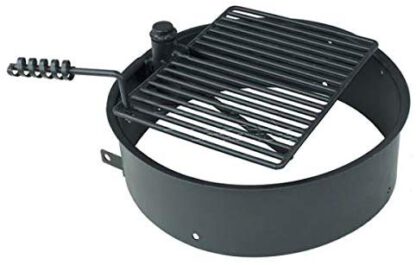 Titan Outdoors 32" Steel Fire Ring with Cooking Grate Campfire Pit Park Grill BBQ Camping Trail
