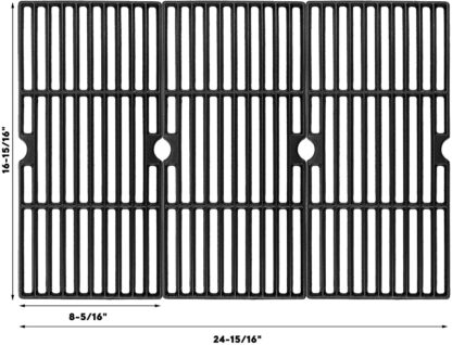 Uniflasy Cast Iron Cooking Grid Grates for Charbroil Advantage 463343015, 463344015, 463344116, Kenmore, Broil King and Others Gas Grill Models, G467-0002-W1, 16 15/16 Inches, Set of 3