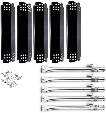 Uniflasy Grill Burner and Heat Plates Shield for Home Depot Nexgrill 4 Burner 720-0830H, 5 Burner 720-0888, 720-0888N, 5 Pack kit for Nexgrill Replacement Parts