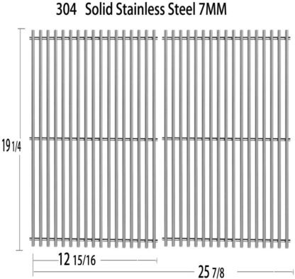 Votenli S563SB (2-Pack) Stainless Steel Cooking Grid Grates Replacement for Select Gas Grill Models by Jenn-Air 720-0336, 720-0163 Nexgrill and Others (19 1/4" x 25 7/8")