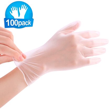 100 PCS Disposable Neutral Gloves - Latex Free, High Density Vinyl Safety Protective Gloves, Medium by Delxo