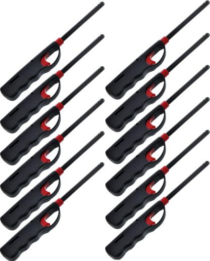 12 Pack - VIP Home Essentials Fuel Included Handi Flame BBQ Grill Click Flame Lighter Refillable Butane Gas Candle Fireplace Kitchen Stove Wind Resitent Long Stem
