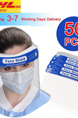 50 Pcs Safety Face Shield,Reusable Adjustable Transparent Full Face Anti-spitting Protective Mask Hat Protect Eyes (3-5 Working Days for delivery)