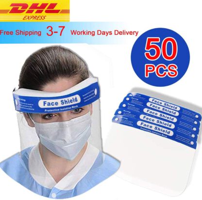 50 Pcs Safety Face Shield,Reusable Adjustable Transparent Full Face Anti-spitting Protective Mask Hat Protect Eyes (3-5 Working Days for delivery)