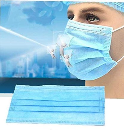50PCS Disposable EarloopThick 3-Ply with Elastic Ear Loop,Breathable Non-woven Dust Filter Muzzle, Breathable and Comfortable for Dust, for Cleaning Light（Blue） by KVKVCC