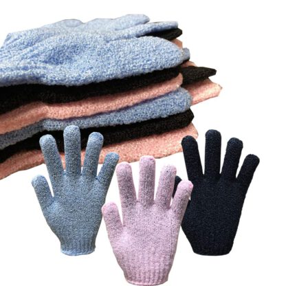 AGT Beauty Exfoliating Gloves Body Scrubs –Deep Clean Dead Skin Fit Spa Bath Shower -Face Hand Body Bath Gloves (3 Colors-3Pairs) by AGT GLOBAL TRADING