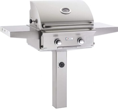 AOG American Outdoor Grill L-Series 24-Inch 2-Burner Propane Gas Grill On In-Ground Post - 24PGL-00SP