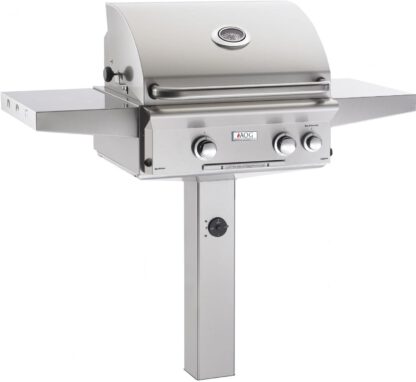AOG American Outdoor Grill L-Series 24-Inch 2-Burner Propane Gas Grill On In-Ground Post with Rotisserie - 24PGL