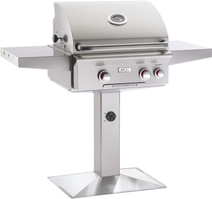 AOG American Outdoor Grill T-Series 24-Inch 2-Burner Natural Gas Grill On Pedestal with Rotisserie - 24NPT