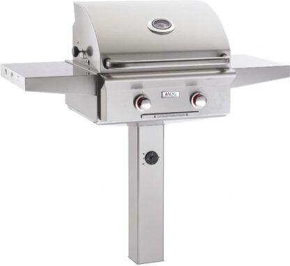 AOG American Outdoor Grill T-Series 24-Inch 2-Burner Propane Gas Grill On In-Ground Post - 24PGT-00SP