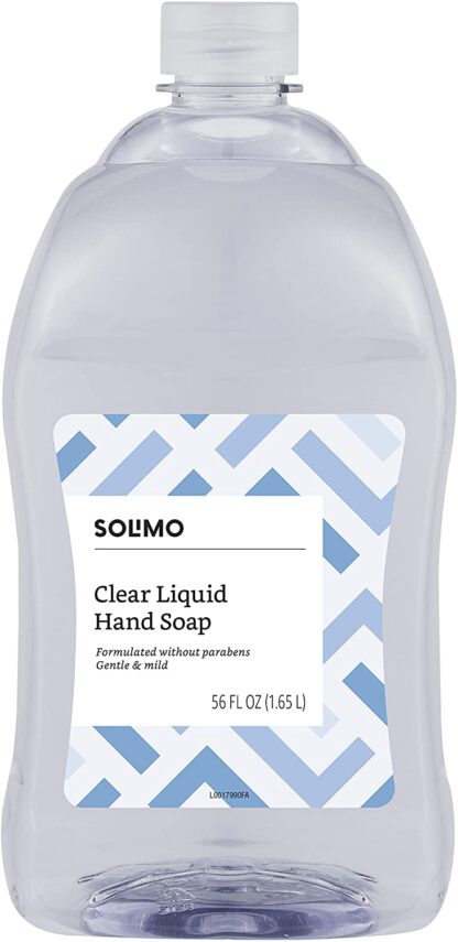 Amazon Brand - Solimo Gentle & Mild Clear Liquid Hand Soap Refill, Triclosan-free, 56 Fluid Ounce