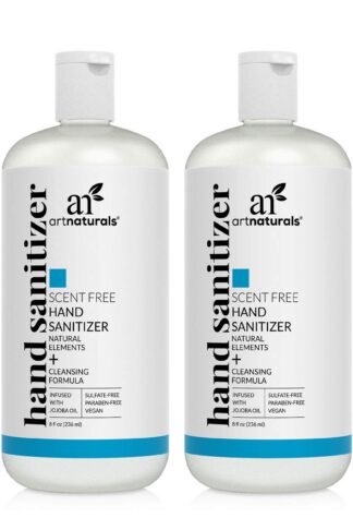 Artnaturals Alcohol Based Hand Sanitizer Gel (2 Pack 8 Fl Oz / 236ml) Infused with Jojoba Oil, Alovera Gel & Vitamin E - Unscented Fragrance Free Sanitize