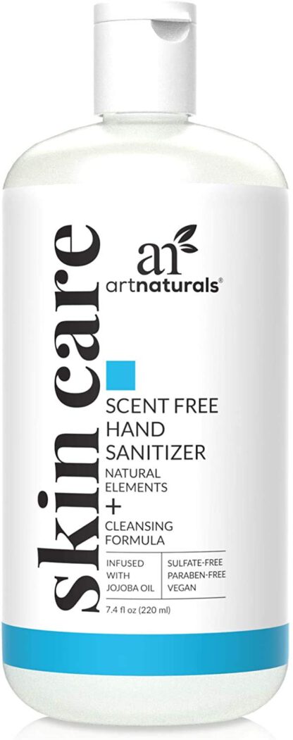 Artnaturals Hand Sanitizer Gel Alcohol Based (1 Pack x 8 Fl Oz / 220ml) Infused with Alovera Gel, Jojoba Oil & Vitamin E - Unscented Fragrance Free Sanitize