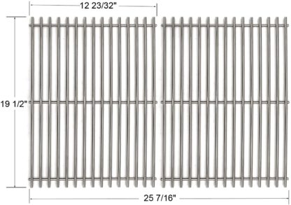 BBQ funland GS7528 Stainless Steel Cooking Grates Replacement for Weber Genesis E and S Series Gas Grills Models, 19.5 Inch, Set of 2
