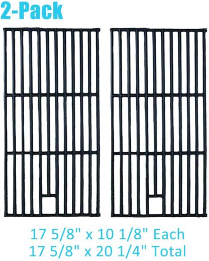BBQration CIF725B 2-Pack 17 5/8" x 10 1/8" Each Matte Cast Iron Cooking Grid Replacement for Kenmore 148.16656010, 148.2368231, 640-05057386-4, 90118, Presidents Choice 565698 and More