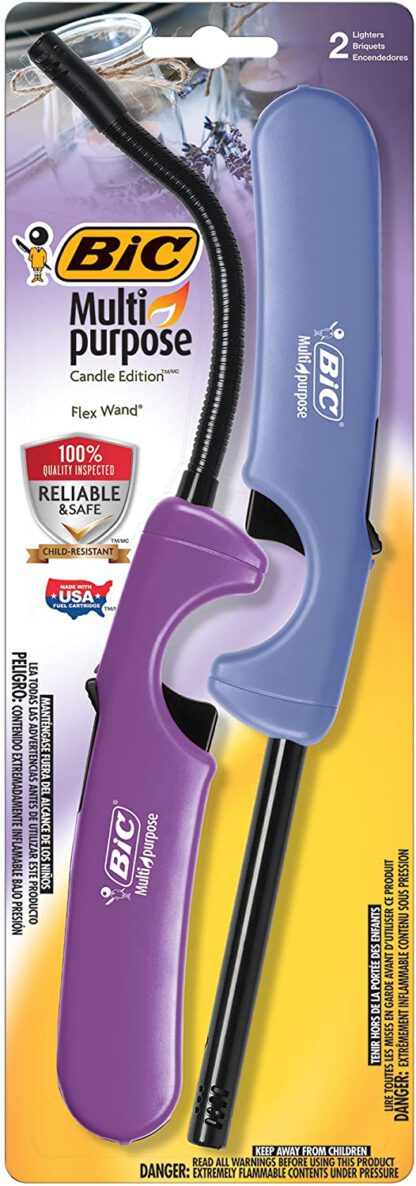 BIC Multi-Purpose Candle Edition Lighter & Flex Wand Lighter, 2-Pack
