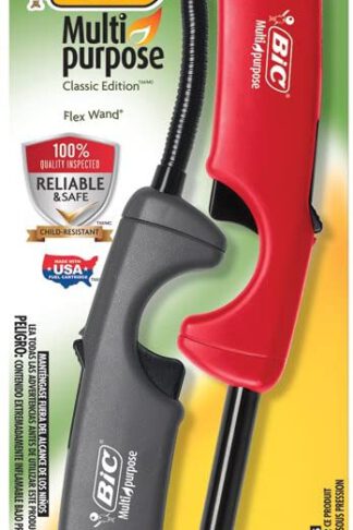 BIC Multi-Purpose Classic Edition Lighter & Flex Wand Lighter, 2-Pack (Colors May Vary)
