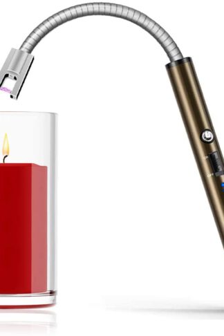 Boncas Flexible Arc Lighter USB Candle Lighter Plasma Lighter Rechargeable Windproof Lighter Long for Household Camping Cooking BBQ Olive Gray (Candle Not Included)