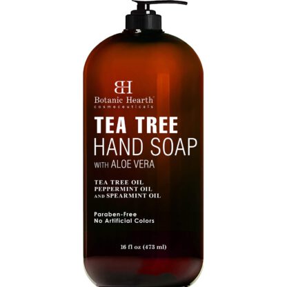 Botanic Hearth Tea Tree Liquid Hand Soap - Sulfate Free Formula - Multi Purpose Hand Wash with Aloe Vera and Therapeutic Grade Tea Tree Oil, Pump Dispenser - 16 fl oz
