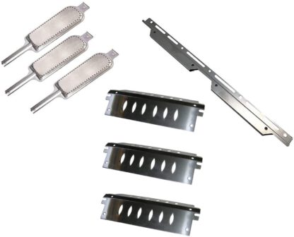 Broilmann 1pc Stainless Steel Burner Support Bracket, 3pc Stainless Steel Heat Plate, 3pc Stainless Steel Burners, Replacement Part Kit for Select Gas Grill Models by Charbroil, Kenmore and Others