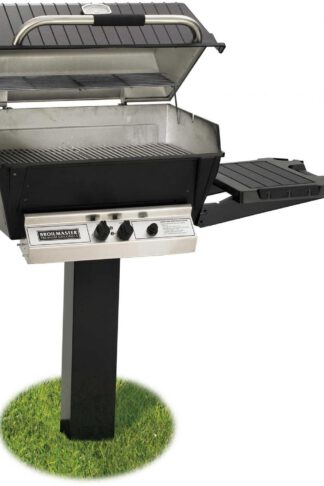 Broilmaster H3PK2N Natural Gas H3XN Grill Head Package with In Ground Post (BL48G) and 1 Drop Down Side Shelf