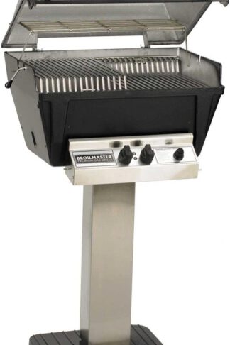 Broilmaster P4-xfn Premium Natural Gas Grill On Stainless Steel Patio Post