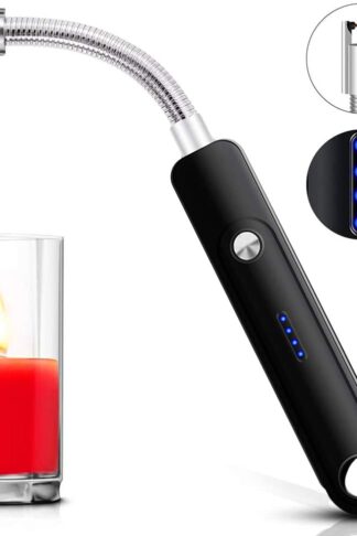 Candle Lighter Electric Arc Lighter, USB Rechargeable Lighter Flameless Windproof Lighter with Safety Switch, Electric Lighter for Gas Stove BBQ Camping Firework, 360°Long Flexible Neck