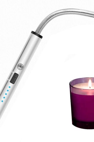 Candle Lighter, Long Flexible Reusable Arc Lighter USB Rechargeable Windproof Flameless Lighter for Multipurpose Like Candle, Grill, Barbaque,Campefire, Birthday Party, Hiking(Gray Ice)